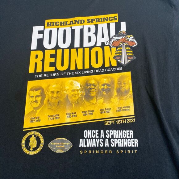 Highland-Springs Football Logo Men's T Shirt size L Black Short Sleeve,Gildan - Picture 8 of 11